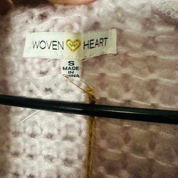 NWT Woven Heart Lavender Chunky Cable Oversized Fluffy Cardigan Sweater size S - Picture 7 of 11
